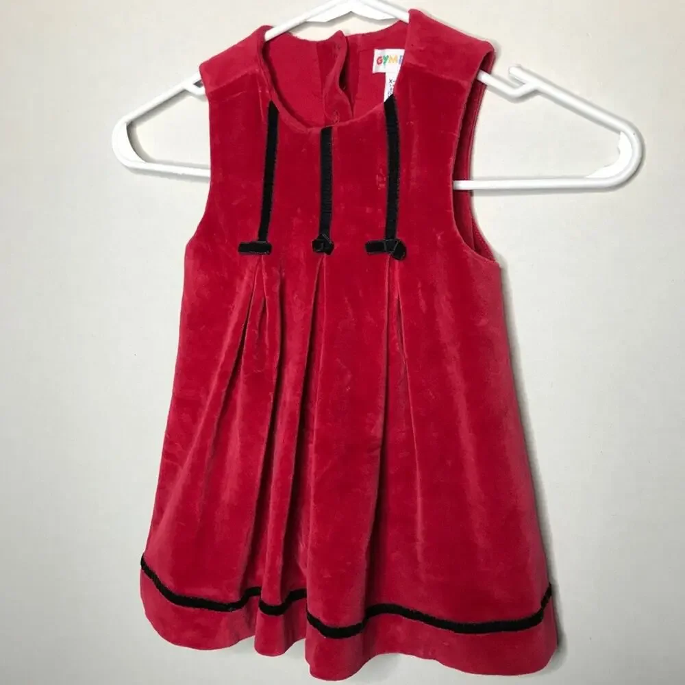 VTG Gymboree Red Velvet Velour Holiday Dress 90s
